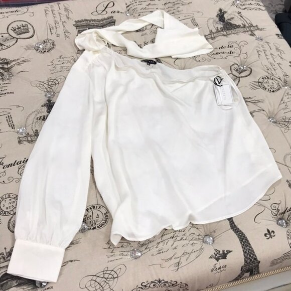 Women's 1.State Tie Neck One-Shoulder Top - Picture 4 of 6